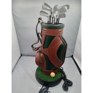 Vintage Leather Golf Bag Phone Push Button Telephone Tested Man Cave Office Read